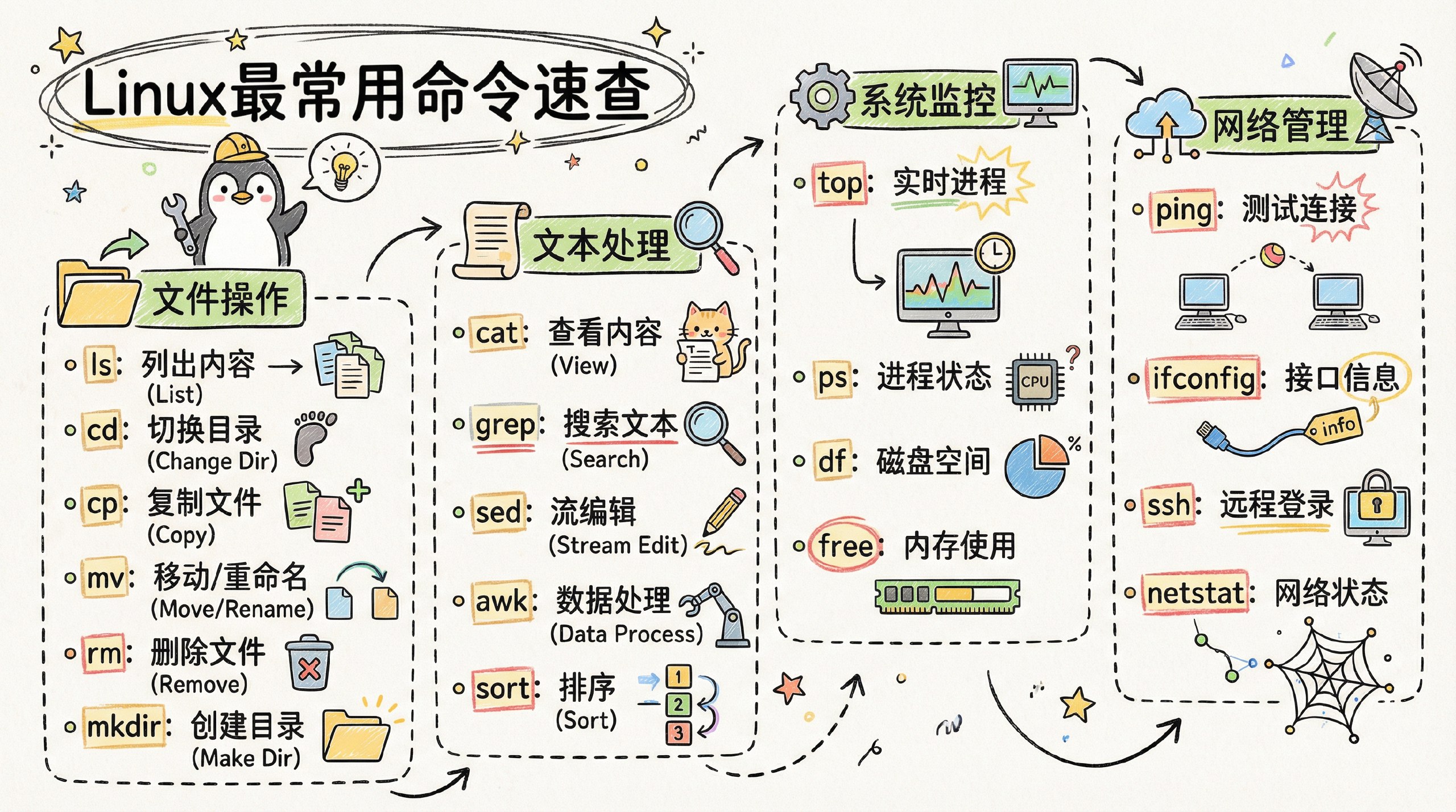Linux常用命令完全指南：从基础到进阶的命令行操作