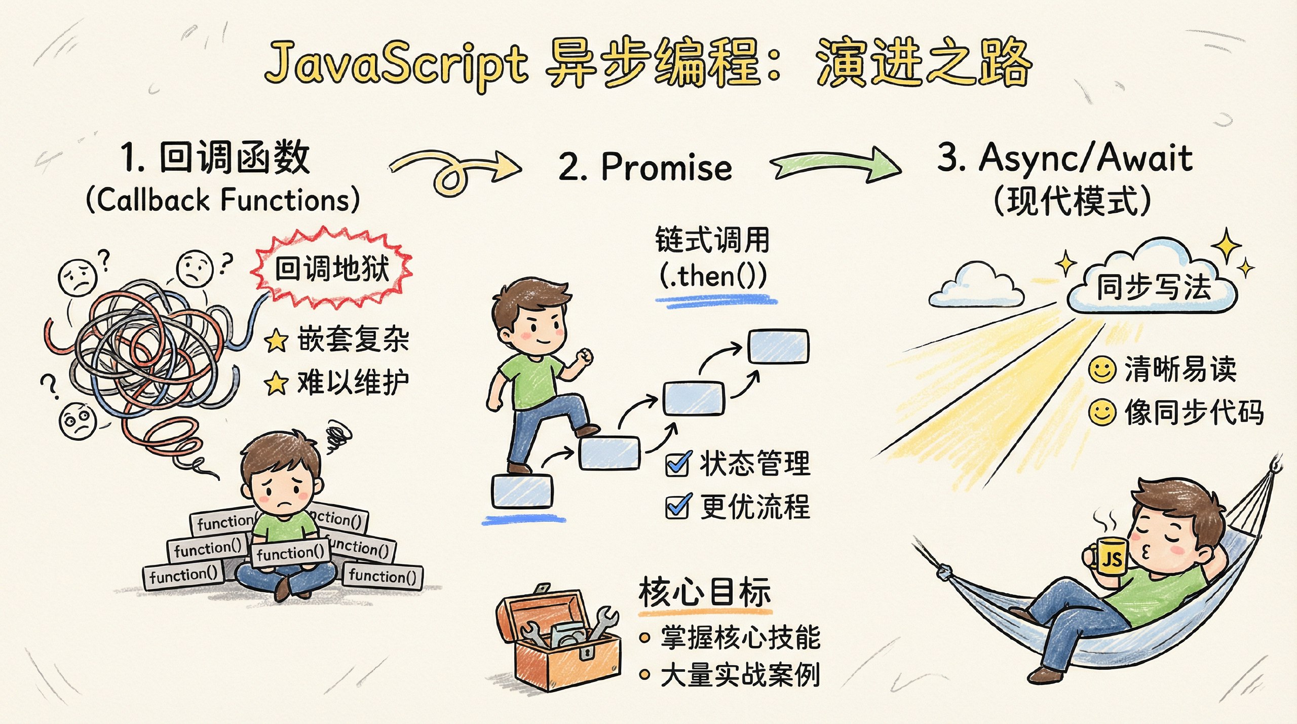 JavaScript异步编程完全指南：从回调到Async/Await